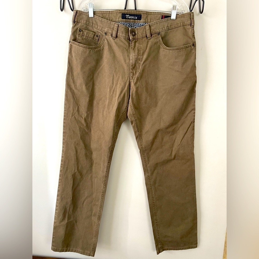 Atelier Gardeur, brown textured trouser jeans, size probably 36x30, straight leg